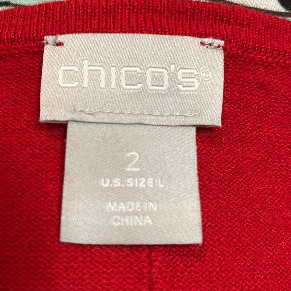 Chico’s Red Lightweight Sweater Woman’sSize Chico’s Size 2 Is a Large or size 12 - Picture 3 of 13